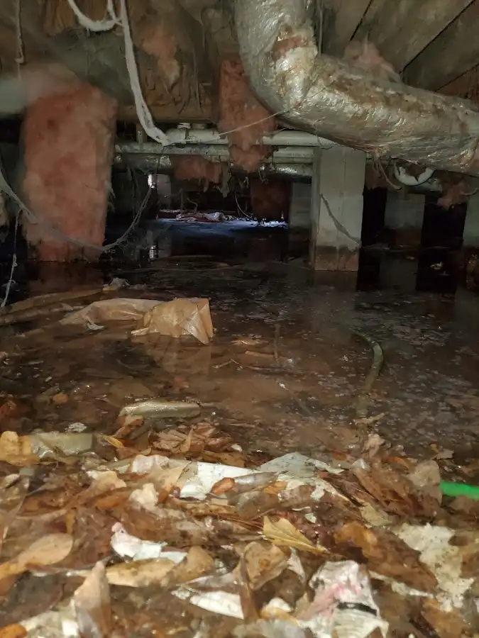 Crawl space flood assessment for Commercial Water Damage Restoration in San Martin